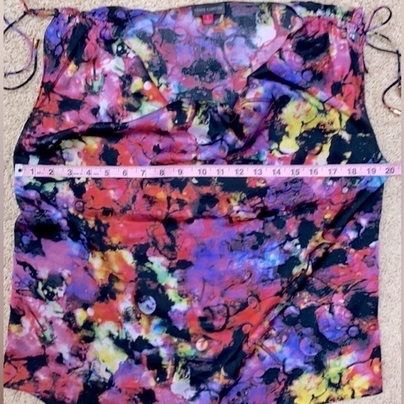 Vince Camuto Sleeveless Abstract Print Cowl Neck Tank Top Tie Shoulder Details - Picture 9 of 11
